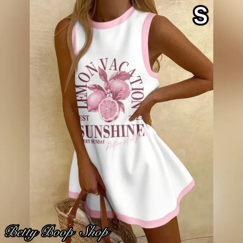 Vestido blanco estampado en rosa