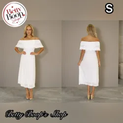 Vestido blanco fresco sin hombros