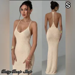 Vestido blanco hueso estilo pareo con tela de felpa