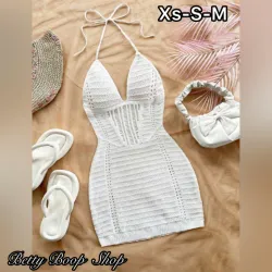 Vestido blanco tejido corto