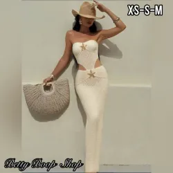 Vestido body color hueso pegado con estrella dorada