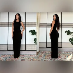 Vestido negro camiseta ajustado 