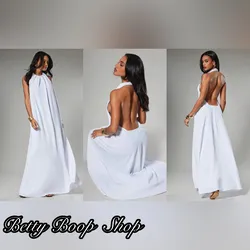Vestido largo holgado con escote en la espalda