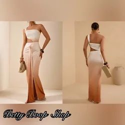 Vestido largo naranja degradado
