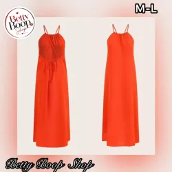 Vestido naranja suelto con espalda abierta