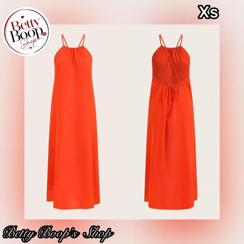 Vestido naranja suelto con espalda abierta