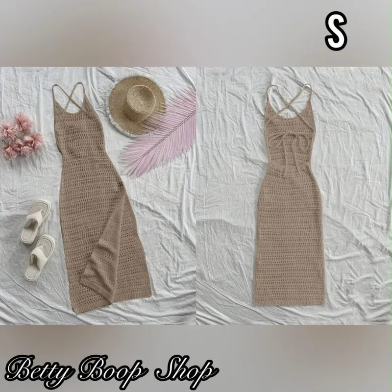 Vestido pareo beige tejido