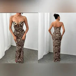 Vestido animal print leopardo con escote en senos