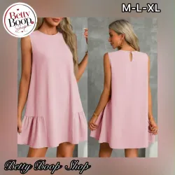 Vestido rosa claro corte recto y fresco