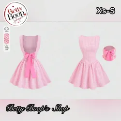 Vestido rosa estampado vichy con lazo