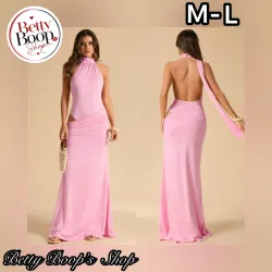 Vestido rosa fresa corte sirena y ajustado con espalda abierta