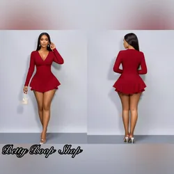 Vestido short rojo mangas largas