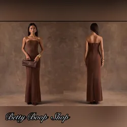 Vestido straple marrón largo
