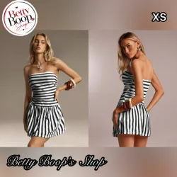 Vestido strapless veraniego a rayas