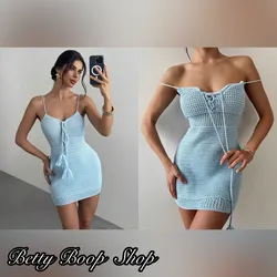 Vestido tejido azul