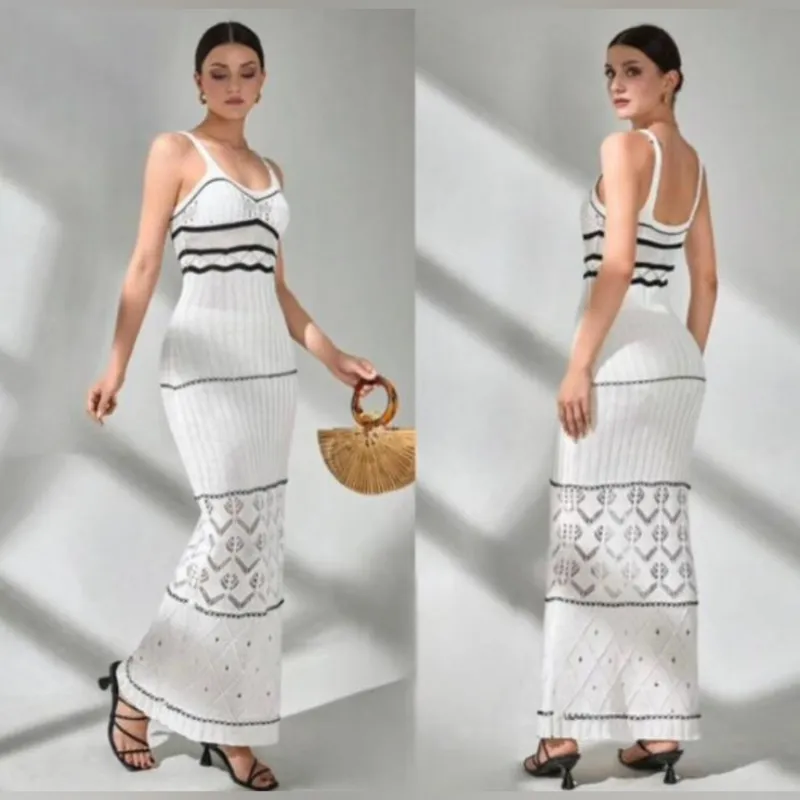 Vestido blanco y negro tejido