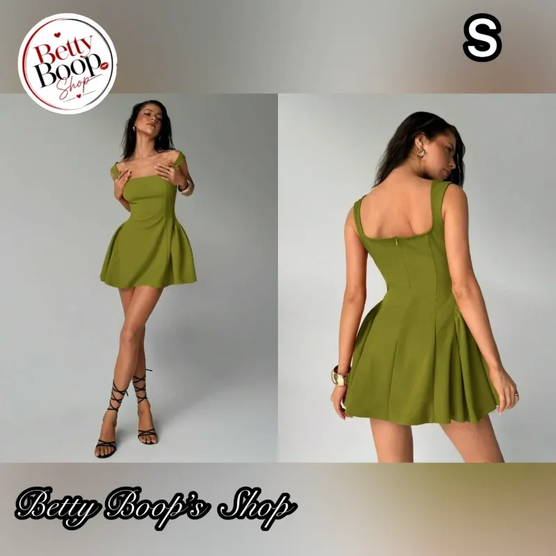 Vestido verde oliva corte princesa