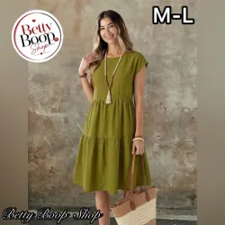 Vestido verde oliva corte recto y fresco