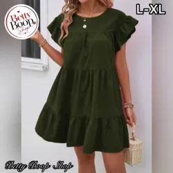 Vestido verde oscuro corte recto y fresco