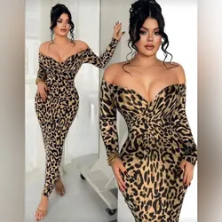 Vestido animal print leopardo de mangas largas