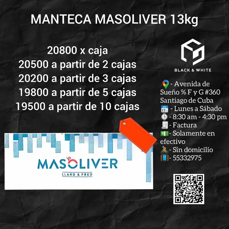 MANTECA MASOLIVER 13KG