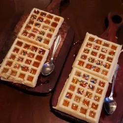 Wafles con dulce de leche