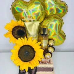 Caja de regalo con girasoles