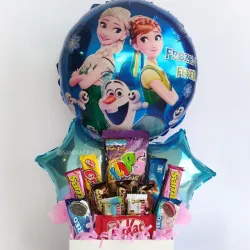 Regalo con globos y confituras