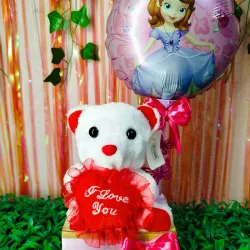 Regalo con peluche y globo temático