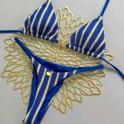 Bikini azul de rayas