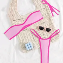 Bikini Rosa con Bordes Fucsia