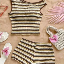 Conjunto de Rayas Marrón