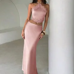 Conjunto rosa viejo con encajes