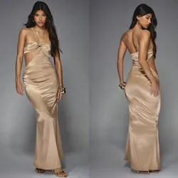 Vestido de satin dorado