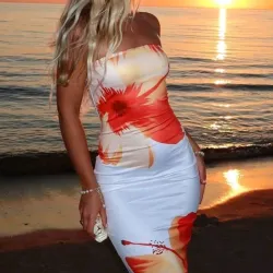 Vestido floreado naranja