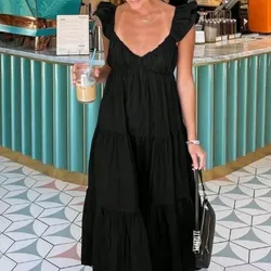 Vestido negro ancho largo