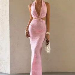 Vestido Rosado con Aberturas