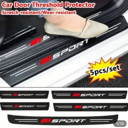 5 PZAS PROTECTORES PUERTA FIBRA CARBONO PARA AUTOS