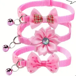 Collar de perro y gato de lazo Rosa