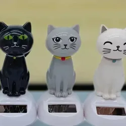 DECORACION DE AUTO GATO BLANCO CON PANEL SOLAR