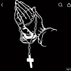 PEGATINA DE AUTOS TEMATICA ORACION MANOS CON CRUZ AUTOS