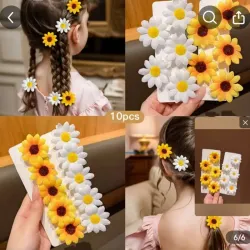 Pinzas de Pelo Flores Amarillas y Blancas