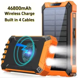 Power Bank con Panel Solar ,Linternas y Puertos para Carga.