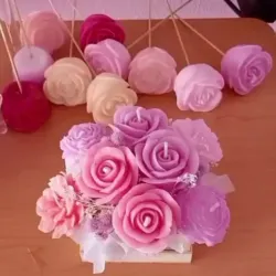Velas Aromaticas Tipo Bouquet de Rosas