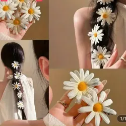 Clip de Pelo Margaritas Blancas Tamaño Natural