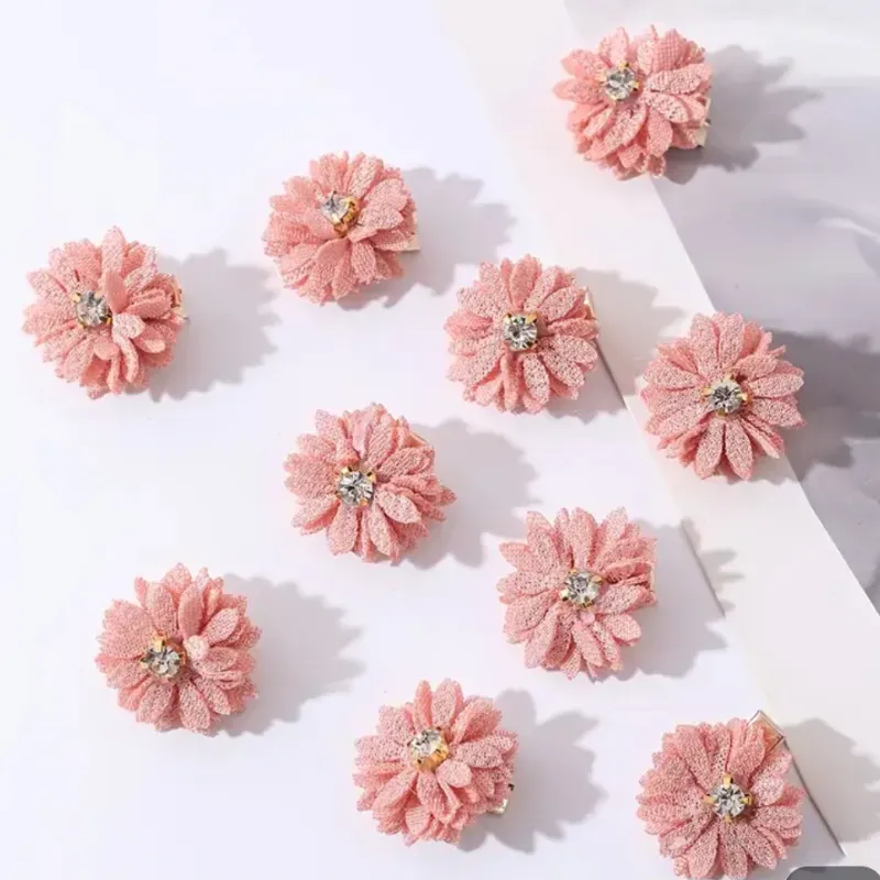 Juego de 10 horquillas para el cabello con flores de tela