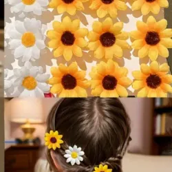 Pinzas de Pelo Flores Amarillas y Blancas