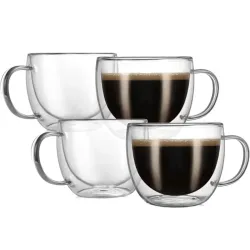 Tazas de café de vidrio de doble pared de 8 onzas
