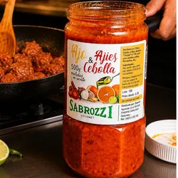 Ajo, Ajíes y Cebolla molidos en aceite Sabrozzi