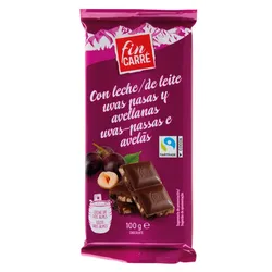 Barra de Chocolate con Leche, Uvas Pasas y Avellana Fin Carré